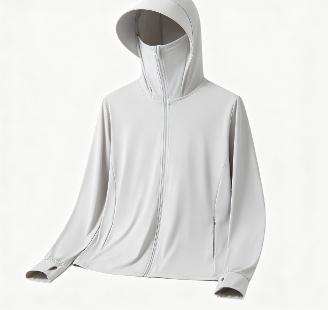 UPF50+ Ice Silk Sun Protection Hoodie Jacket with Face Cover & Thumb Holes, Breathable Lightweight UV Protection Outdoor Shirt for Men Women